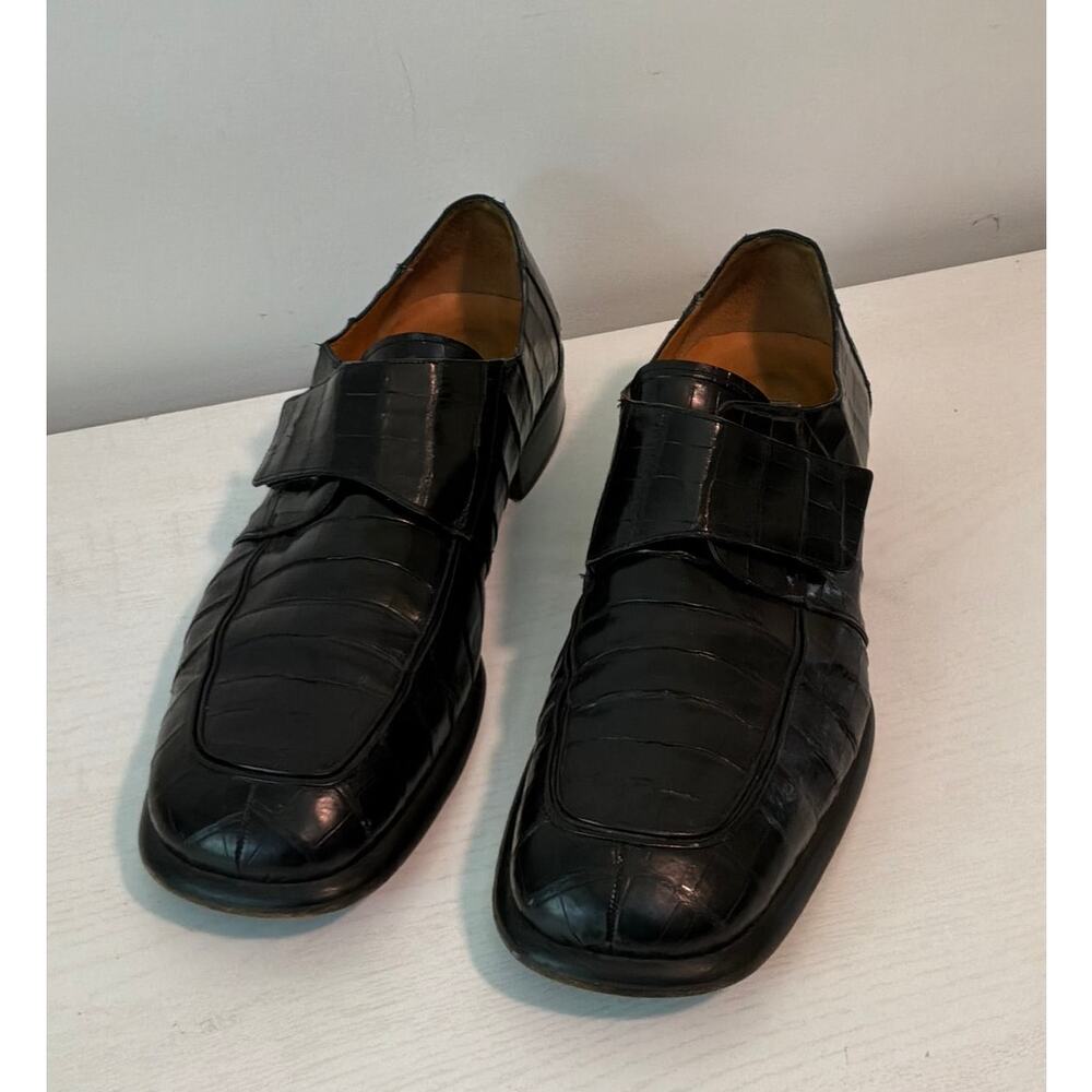 Vintage Italian Genuine Alligator Monk Strap Mens Luxury Loafers 14M